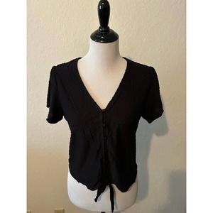 NWT Blue Rain/Francesca's Alaia Tie Front Swiss Dot Tee Sz XL